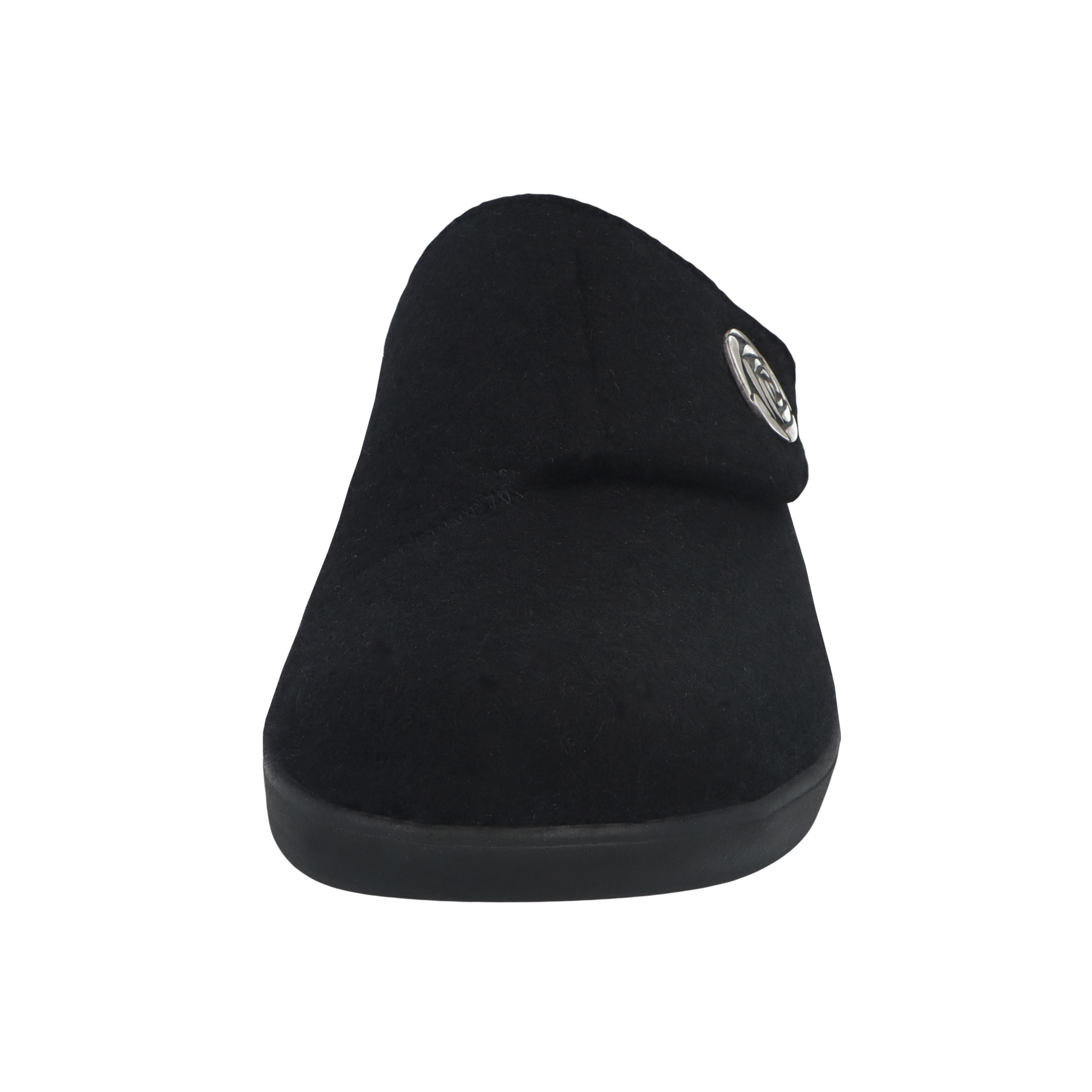 schwarze hausschuhe vorderansicht
