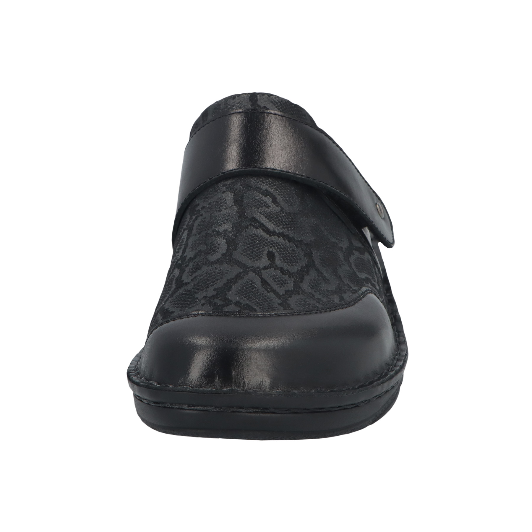 schwarze clogs vorderansicht