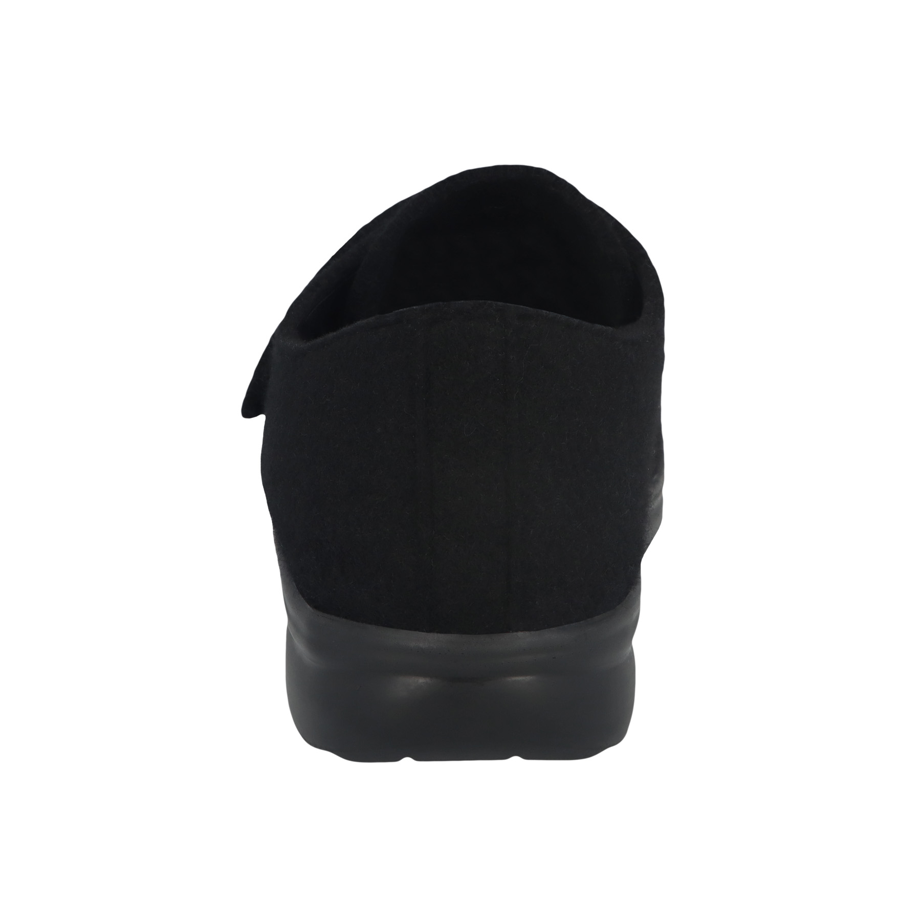 schwarze hausschuhe hinteransicht