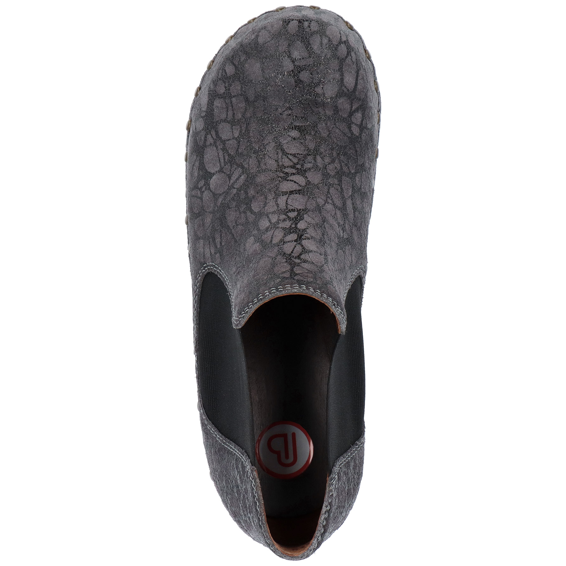 graue holzschuhe draufsicht