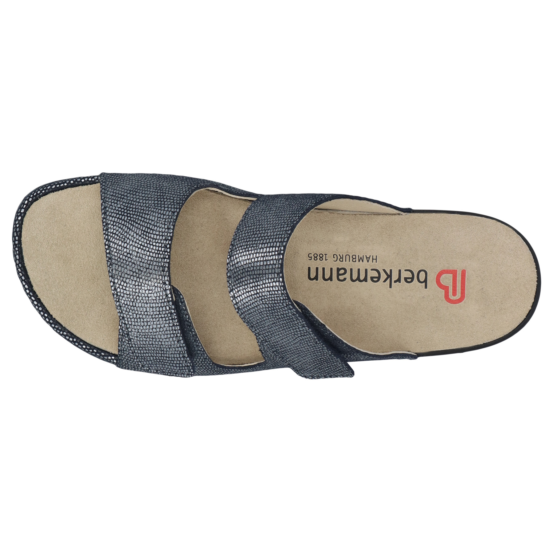 blaue pantolette draufsicht