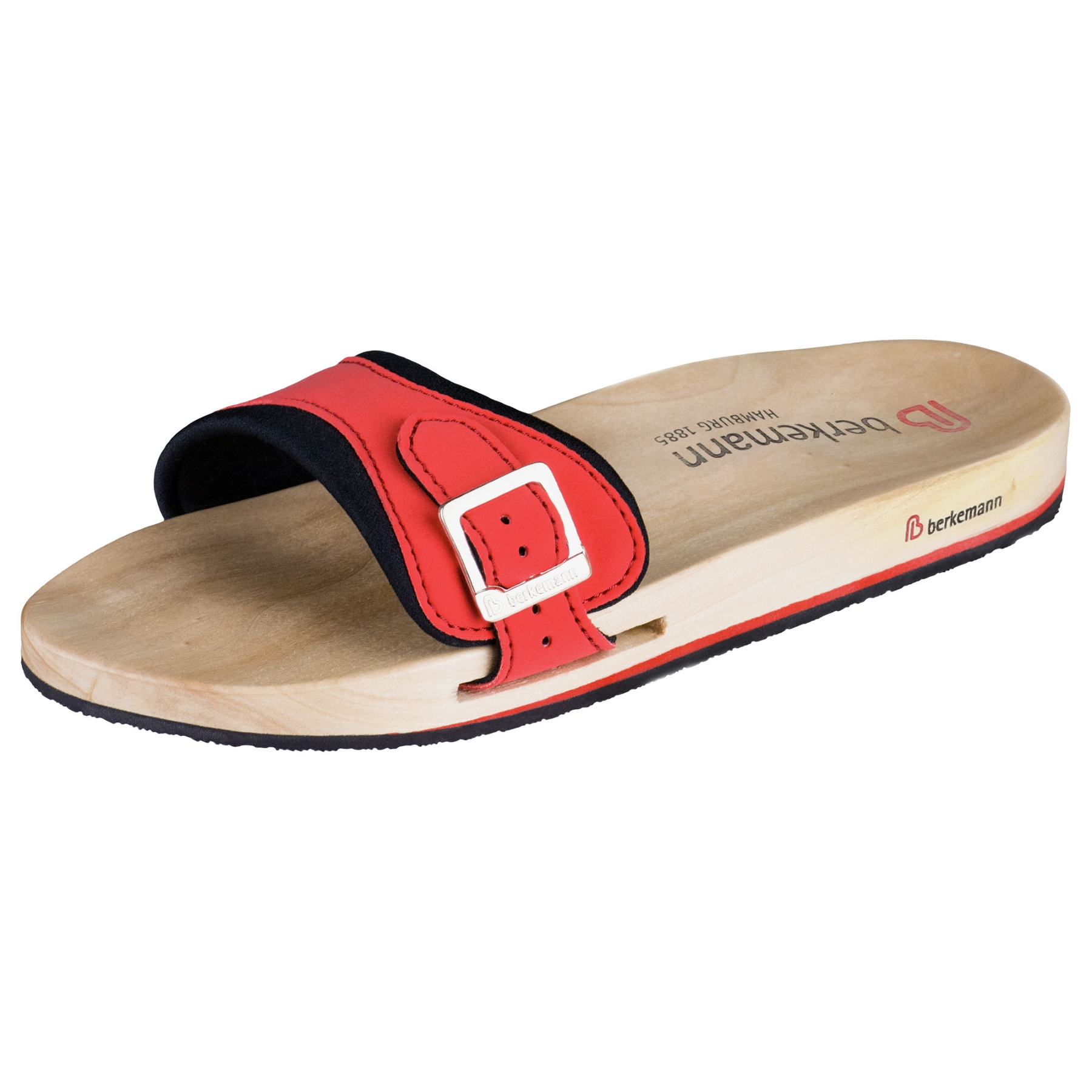 rote holzschuhe 3-4 ansicht