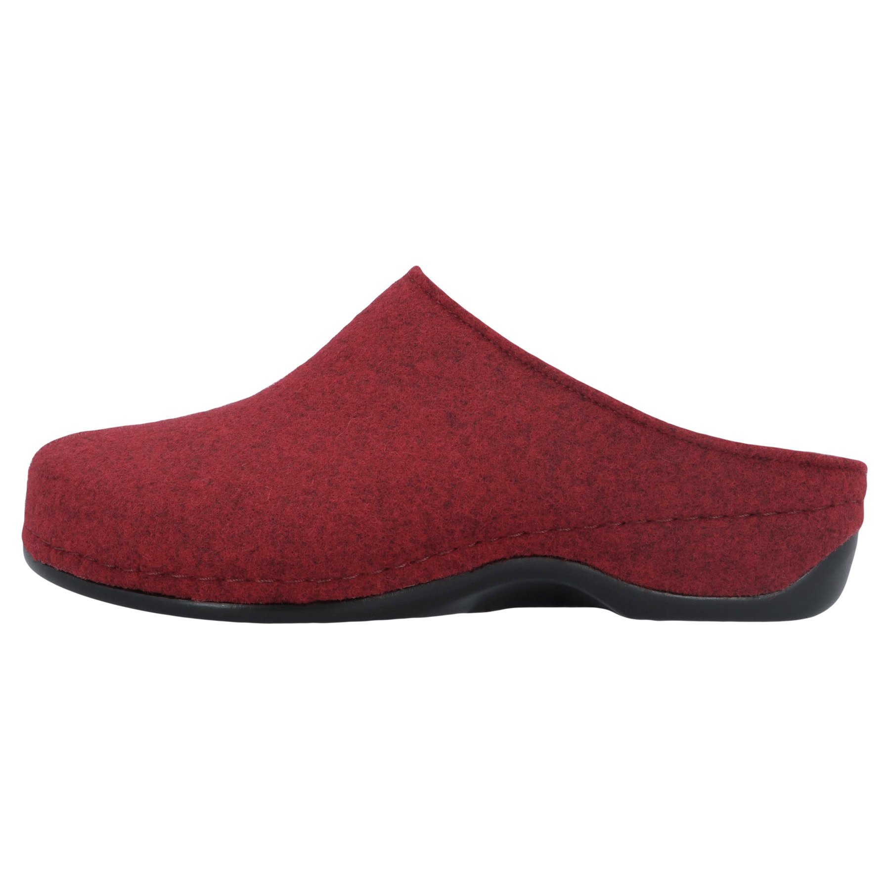 rote hausschuhe seitenansicht links