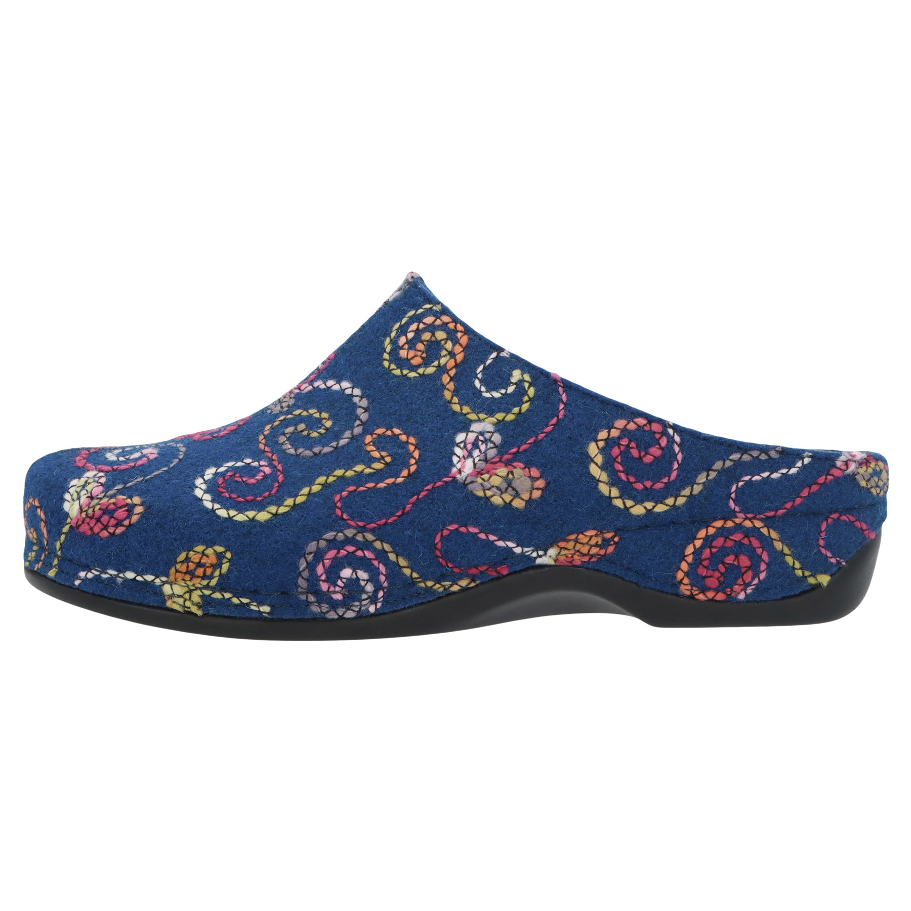 blaue hausschuhe seitenansicht links