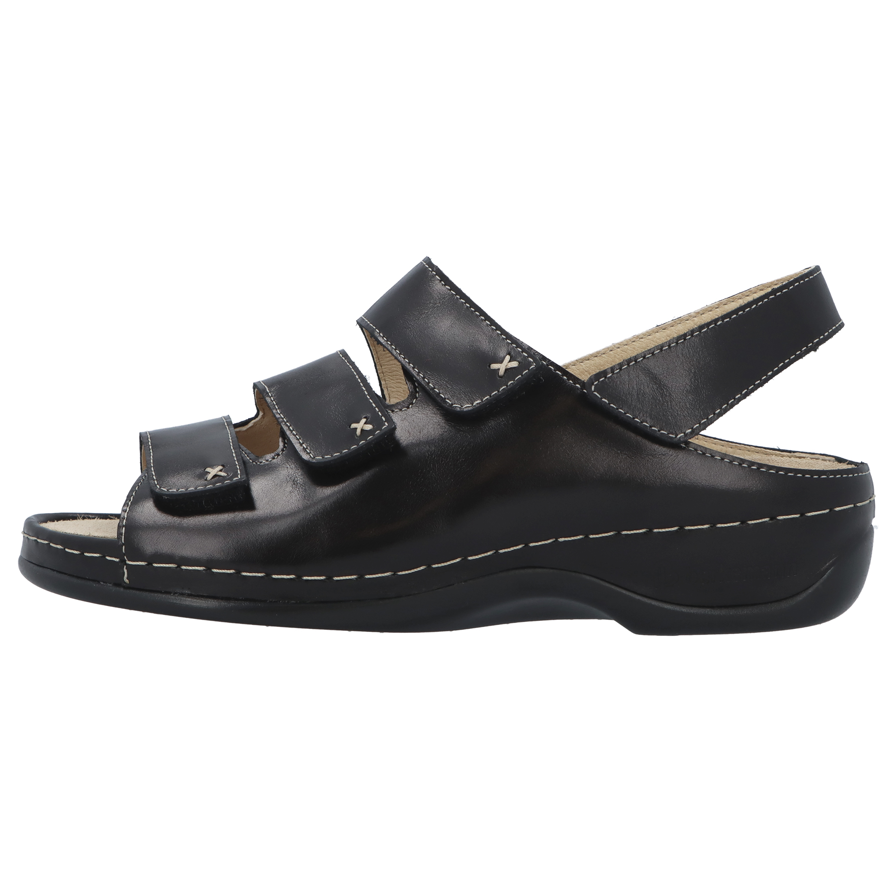 schwarze sandale seitenansicht links