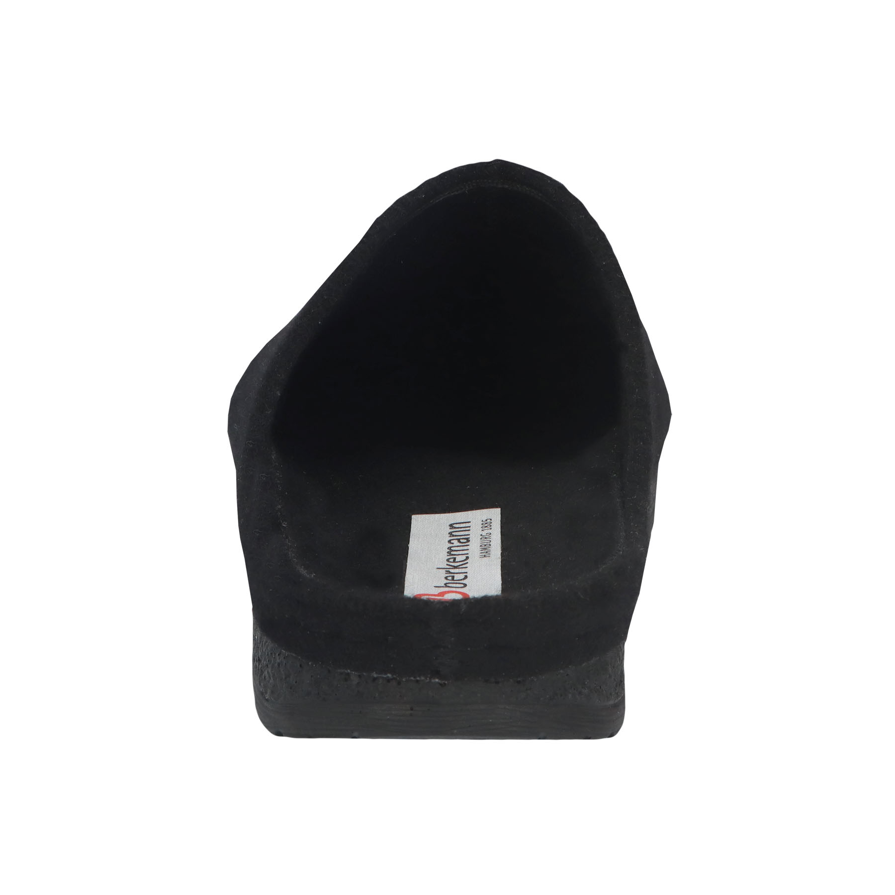 schwarze hausschuhe hinteransicht