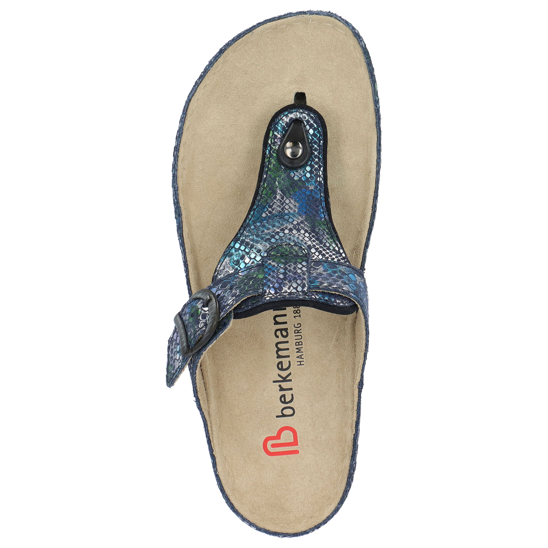 blaue pantolette draufsicht