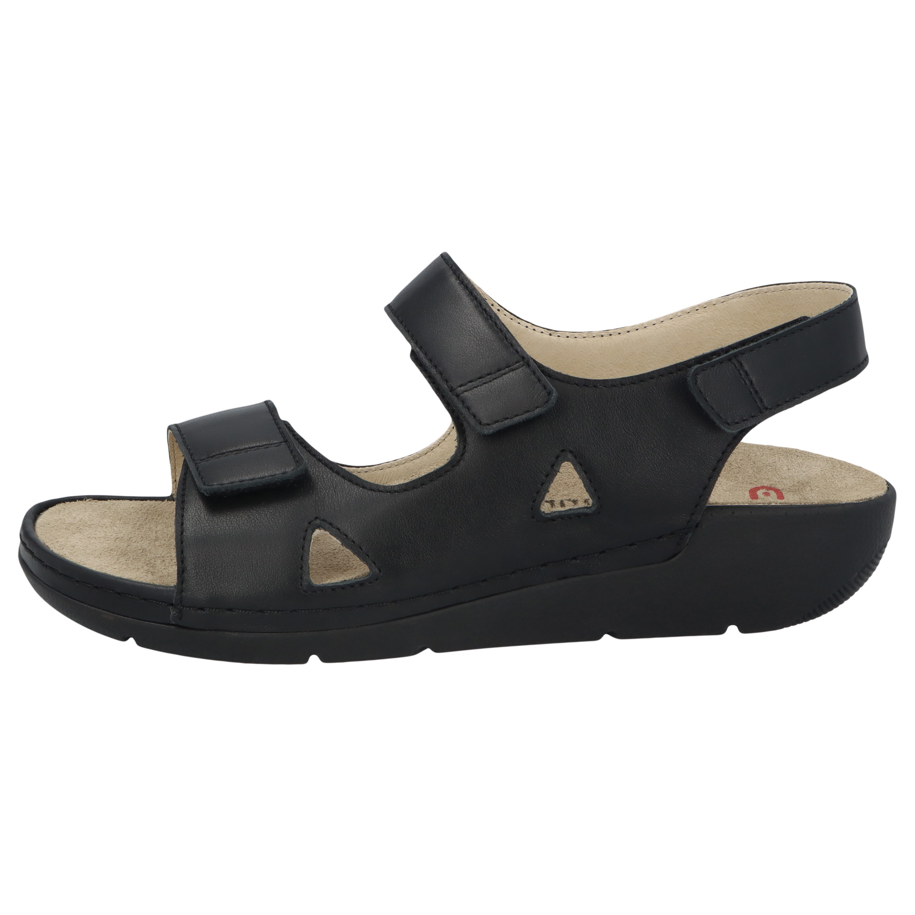 schwarze sandale seitenansicht links