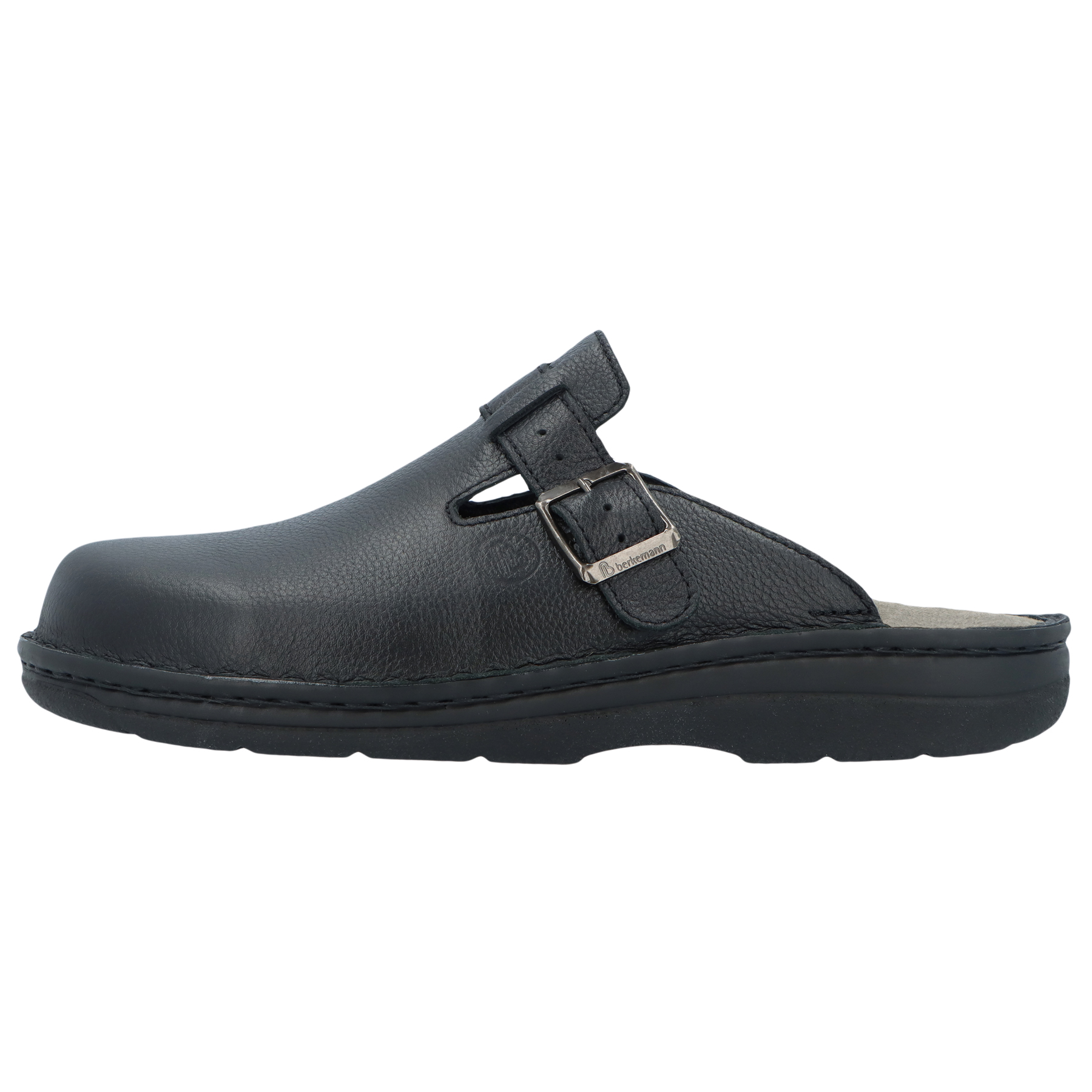 schwarze clogs seitenansicht links