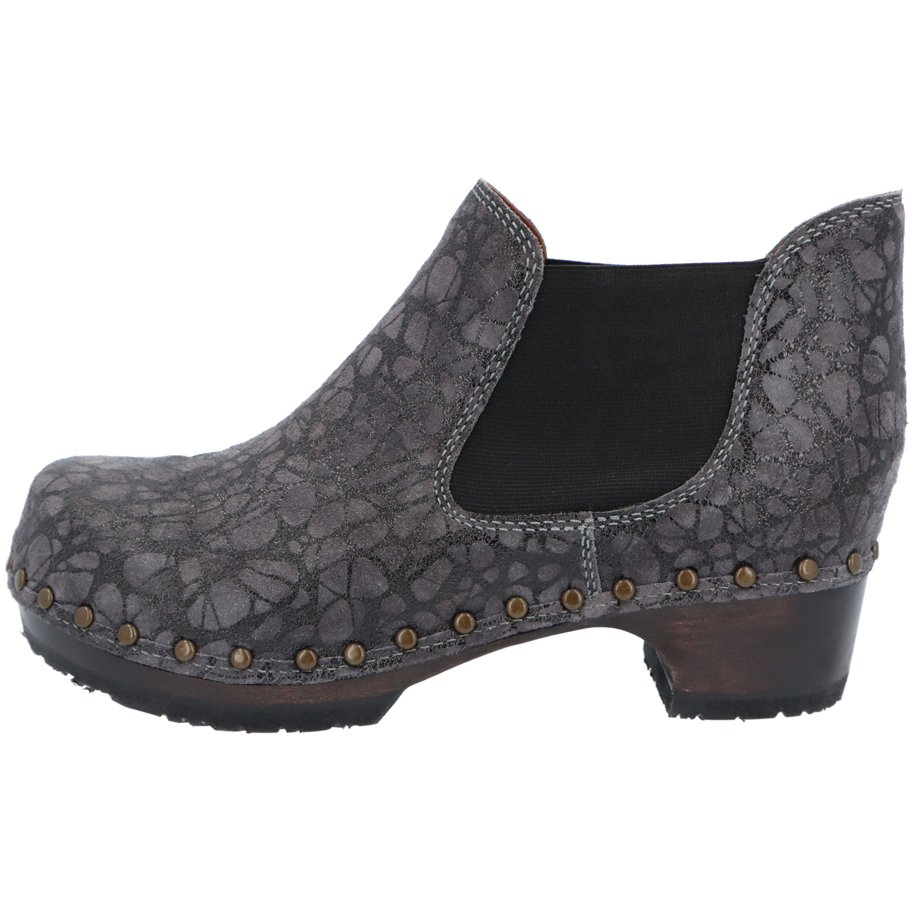 graue holzschuhe seitenansicht links