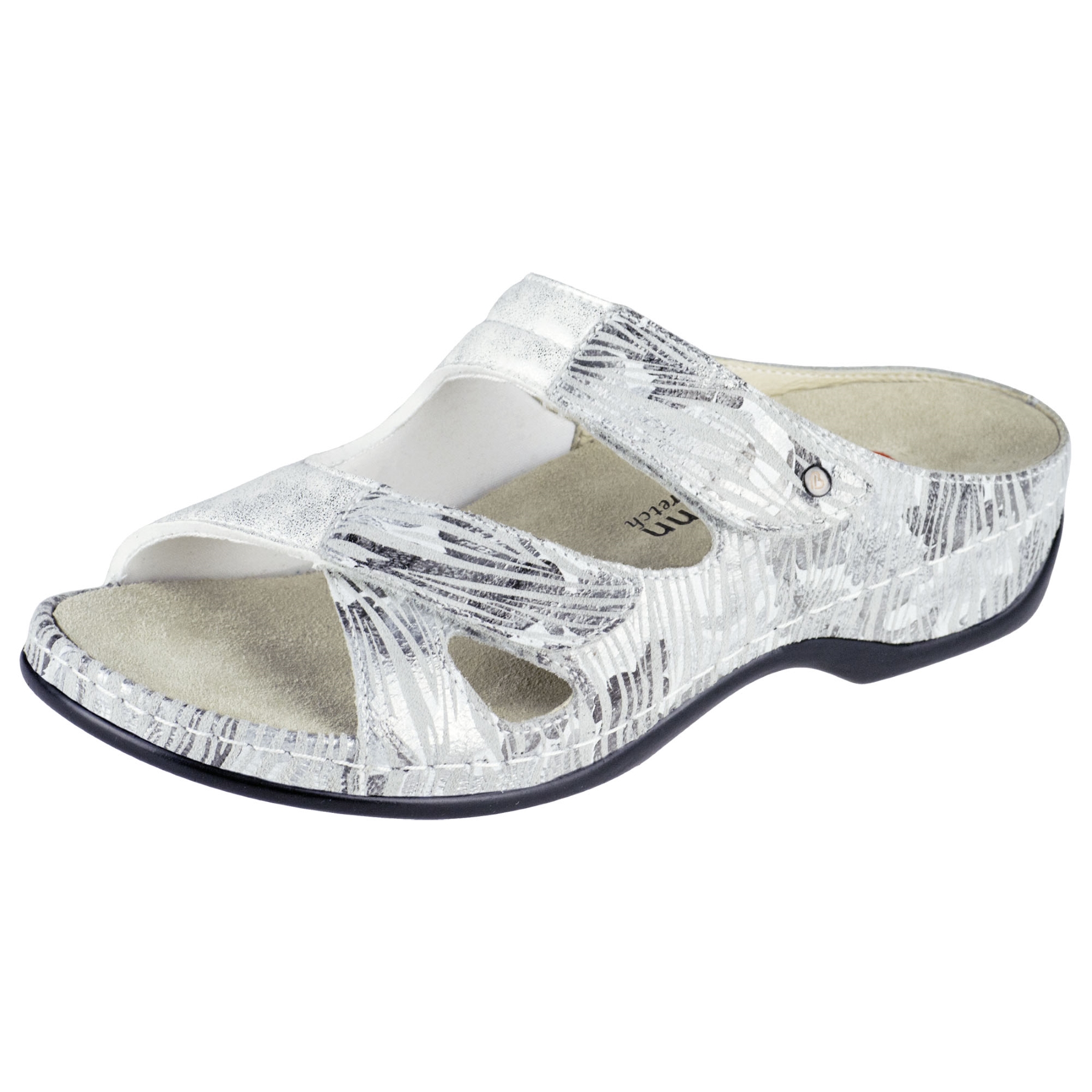 brush stroke smog/silbergrau Leder/Stretch