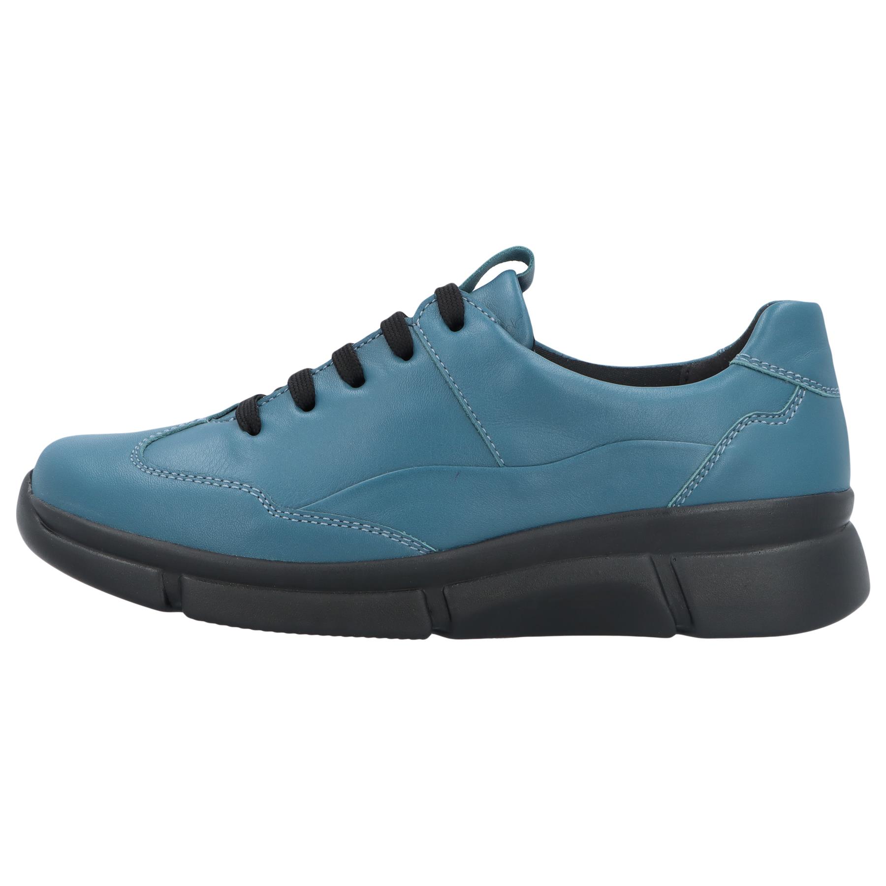 blaue halbschuh seitenansicht links